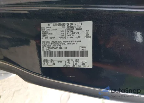 2000 Ford F-150 Lariat/Xl/Xlt из США, поврежденный, VIN 1FTRX07W9YKB27455